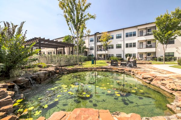Picture of the courtyard pond at Solea Copperfield