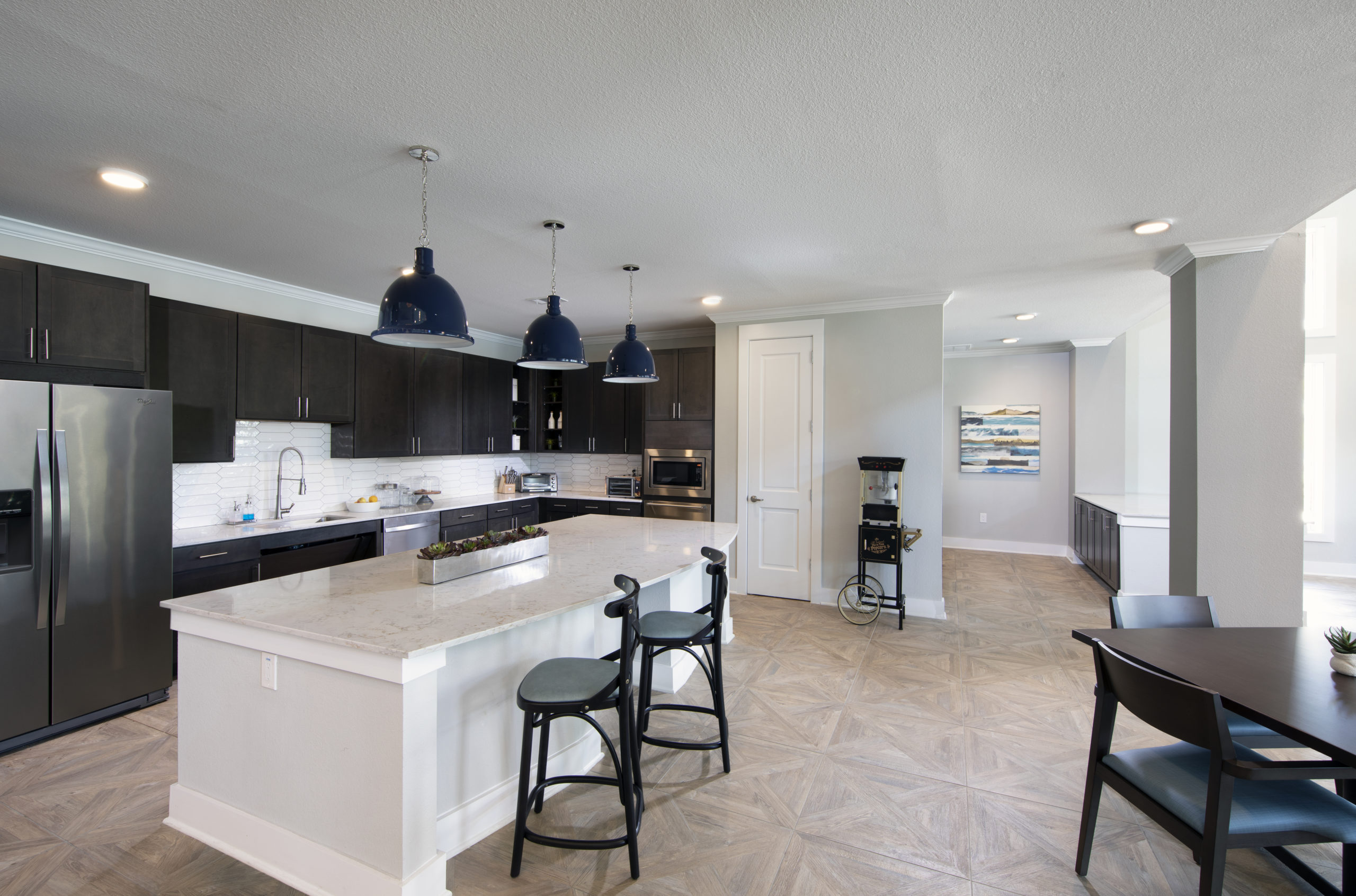 Community kitchen and coffee bar at Solea Keller Apartments in Fort Worth Texas