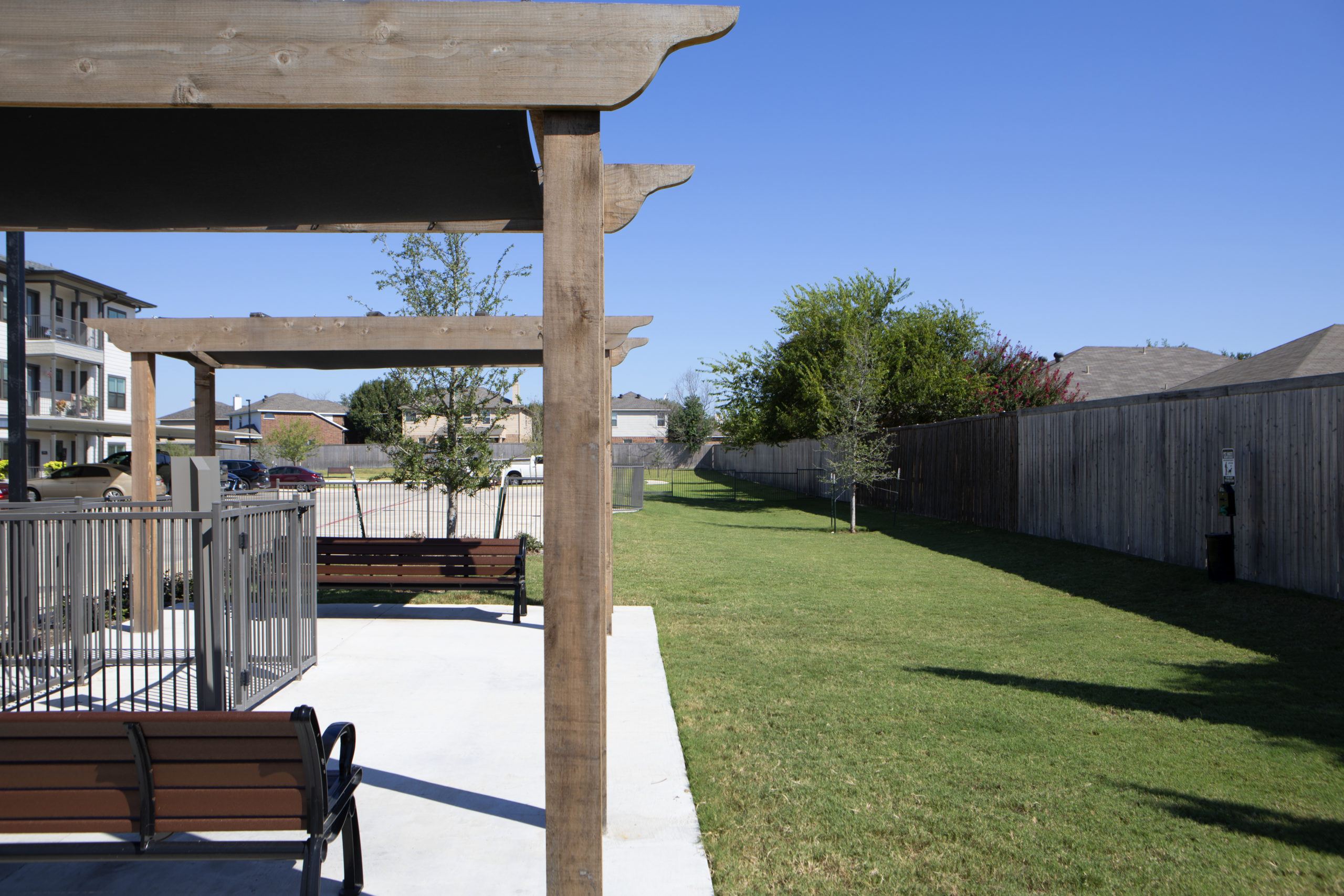Fenced in dog park at Solea Keller Apartments in Fort Worth Texas