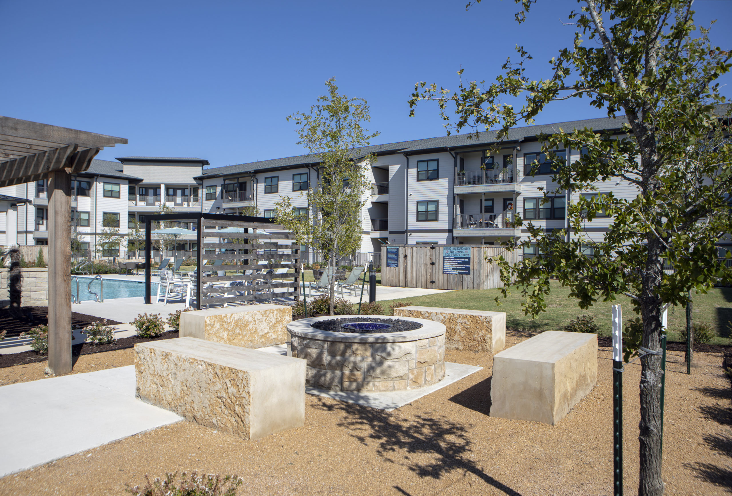 Gas fire pits at Solea Keller Apartments in Fort Worth Texas