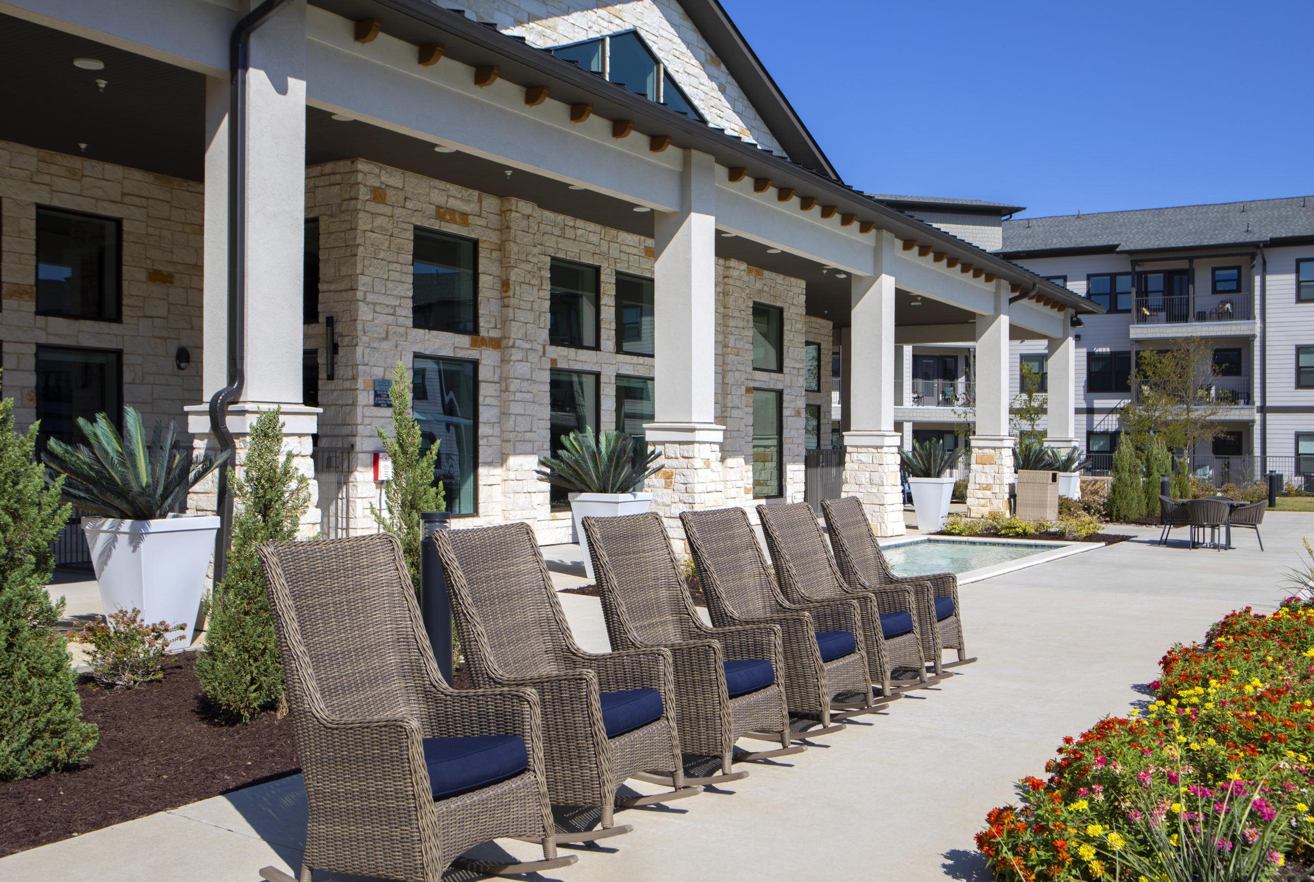 Outdoor soft seating at Solea Keller in Fort Worth Texas
