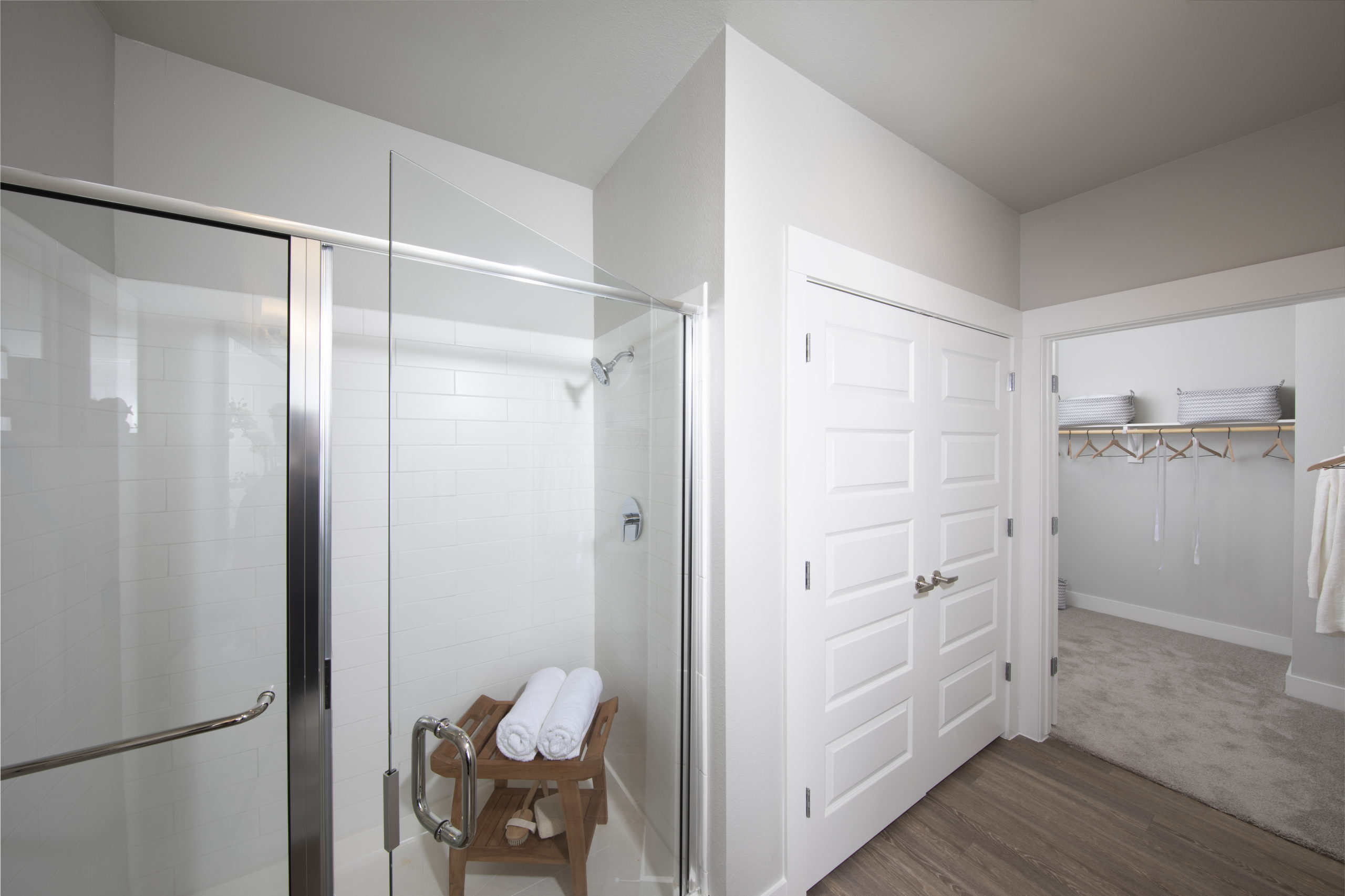 Walk-in glass showers at Solea Keller Apartments in FortWorth Texas